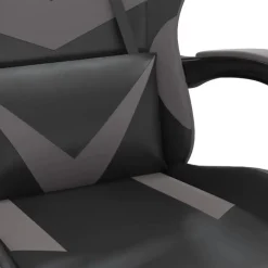 vidaXL Sillas-Silla gaming con reposapiés cuero sintético negro gris