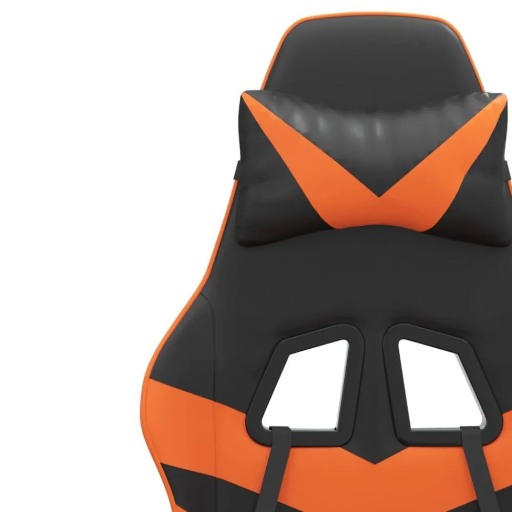 vidaXL Sillas-Silla gaming con reposapiés cuero sintético negro naranja