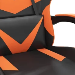 vidaXL Sillas-Silla gaming con reposapiés cuero sintético negro naranja