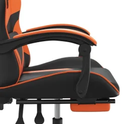 vidaXL Sillas-Silla gaming con reposapiés cuero sintético negro naranja