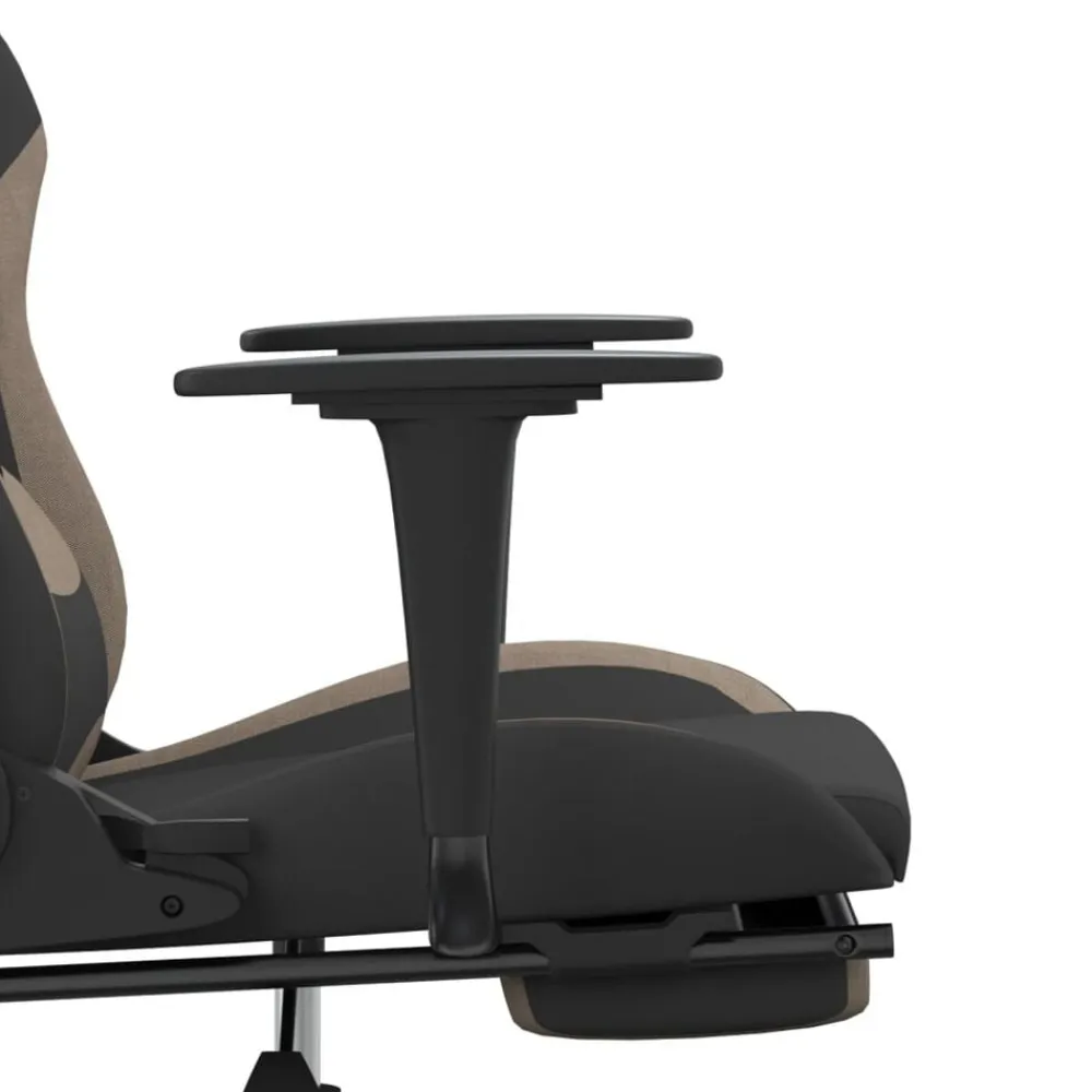 vidaXL Sillas-Silla gaming con reposapiés tela negro y gris taupe