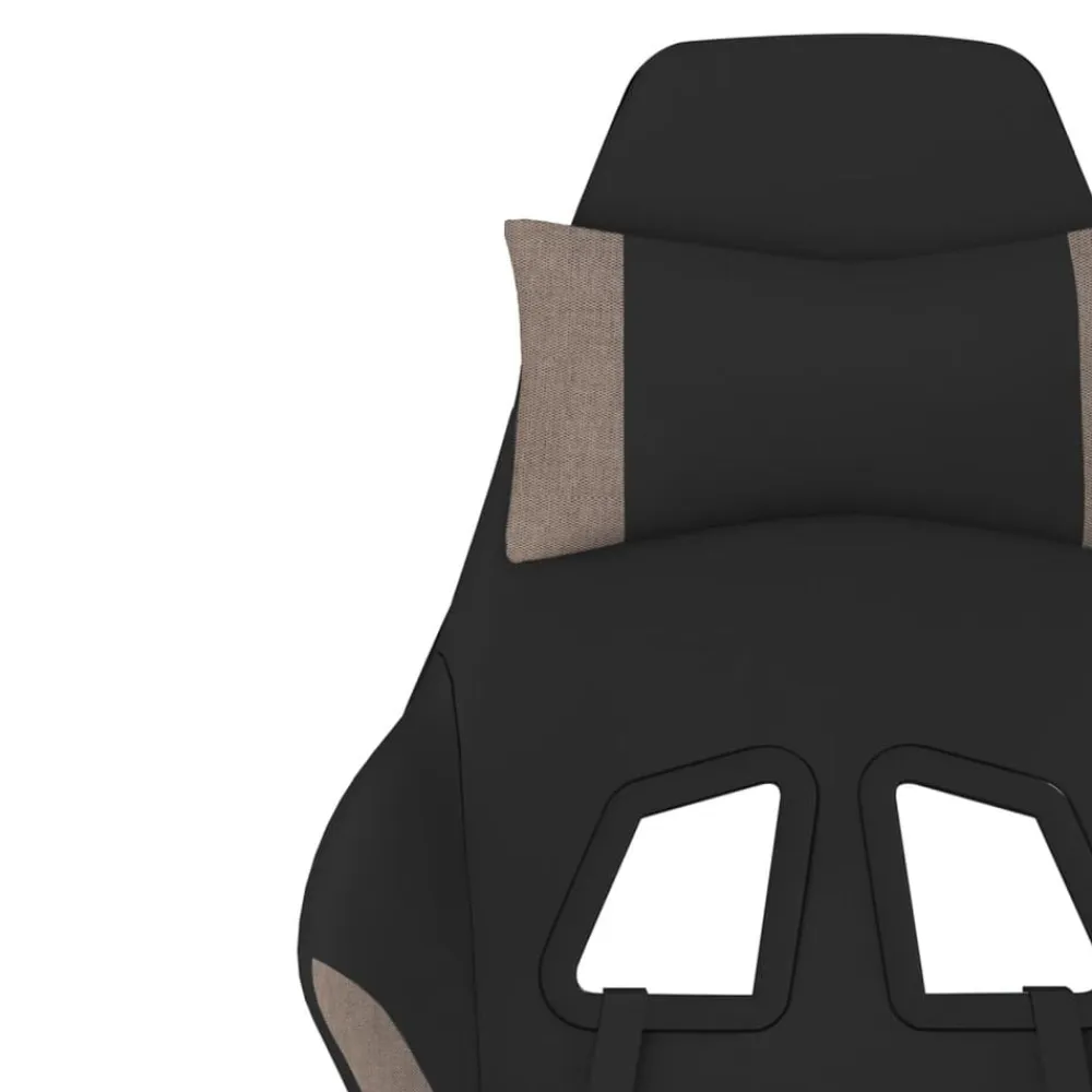 vidaXL Sillas-Silla gaming con reposapiés tela negro y gris taupe