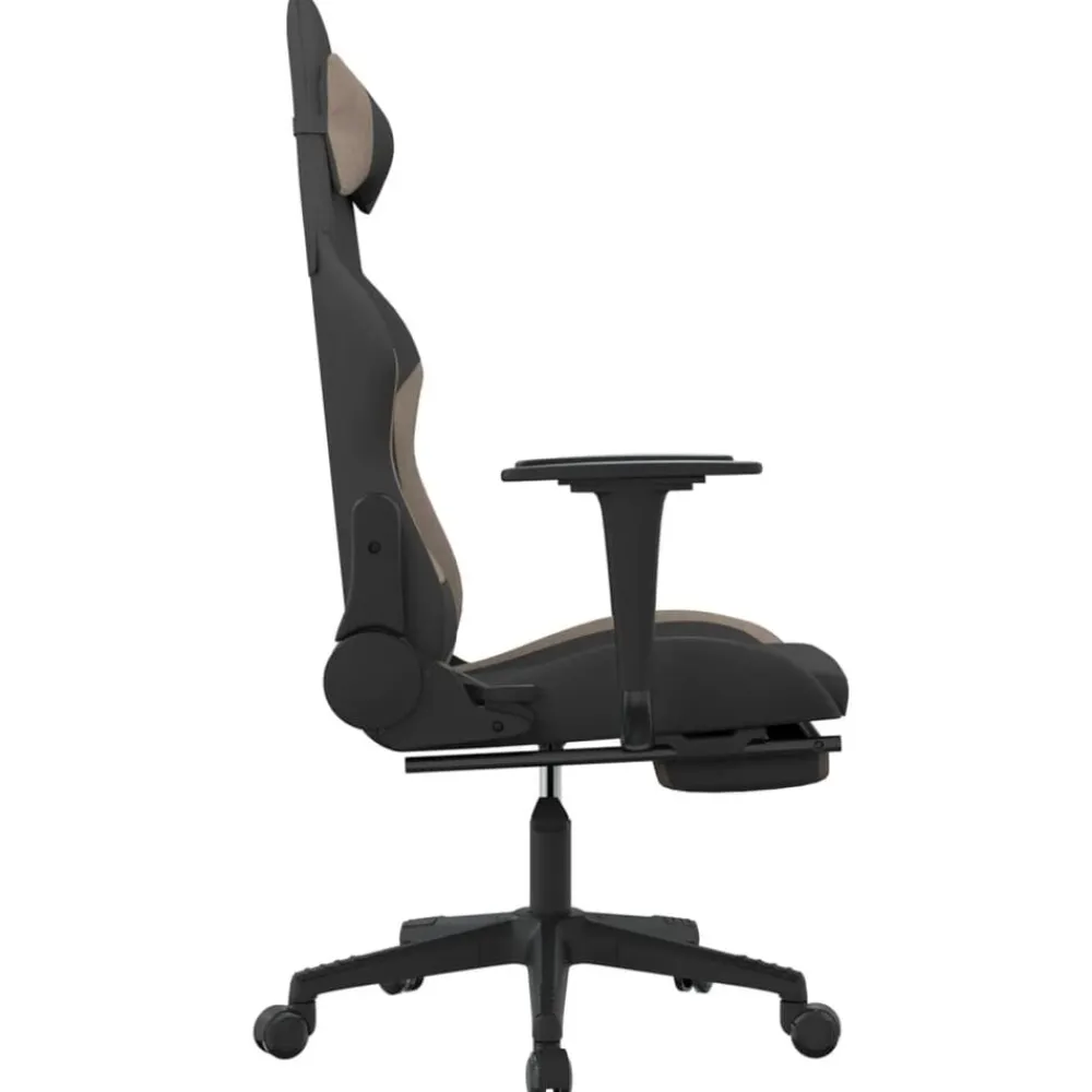 vidaXL Sillas-Silla gaming con reposapiés tela negro y gris taupe