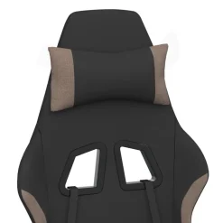 vidaXL Sillas-Silla gaming con reposapiés tela negro y gris taupe