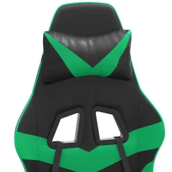 vidaXL Silla gaming con reposapiés cuero sintético negro verde Negro y verde Online