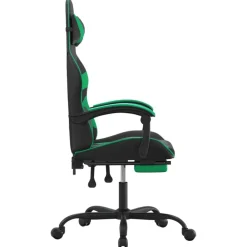 vidaXL Silla gaming con reposapiés cuero sintético negro verde Negro y verde Online