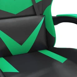 vidaXL Silla gaming con reposapiés cuero sintético negro verde Negro y verde Online