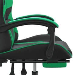 vidaXL Silla gaming con reposapiés cuero sintético negro verde Negro y verde Online