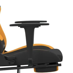 vidaXL Sillas-Silla gaming con reposapiés tela negro y naranja