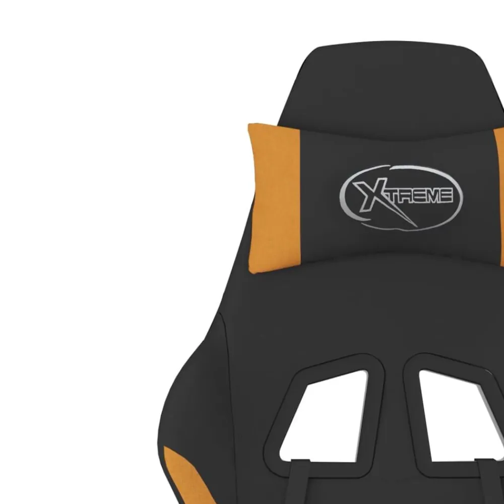 vidaXL Sillas-Silla gaming con reposapiés tela negro y naranja