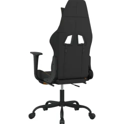 vidaXL Sillas-Silla gaming con reposapiés tela negro y naranja