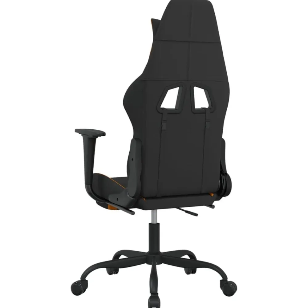 vidaXL Sillas-Silla gaming con reposapiés tela negro y naranja