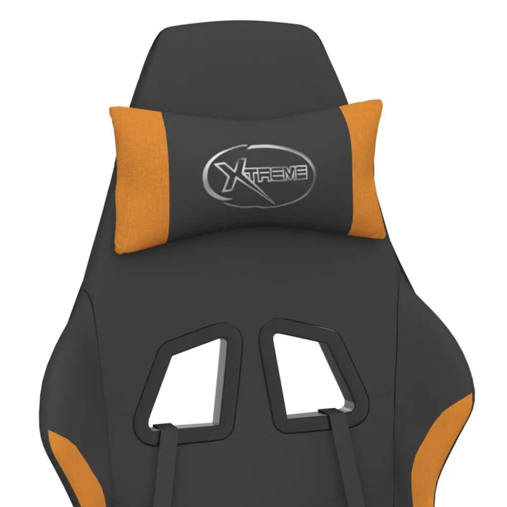 vidaXL Sillas-Silla gaming con reposapiés tela negro y naranja