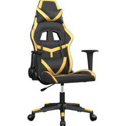 vidaXL Silla gaming cuero sintético Negro y dorado Clearance