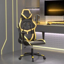 vidaXL Silla gaming cuero sintético Negro y dorado Clearance