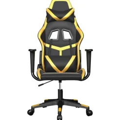 vidaXL Silla gaming cuero sintético Negro y dorado Clearance