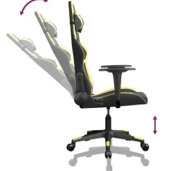 vidaXL Silla gaming cuero sintético Negro y dorado Clearance
