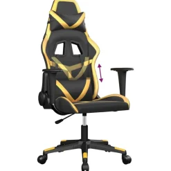 vidaXL Silla gaming cuero sintético Negro y dorado Clearance