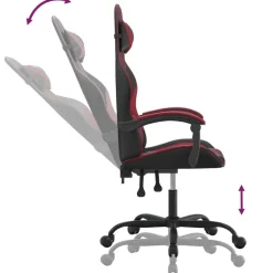 vidaXL Silla gaming cuero sintético negro y rojo vino tinto Negro y rojo tinto Discount