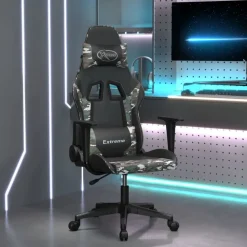 vidaXL Silla gaming cuero sintético Negro y camuflaje Clearance