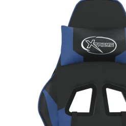 vidaXL Silla gaming cuero sintético Negro y azul New