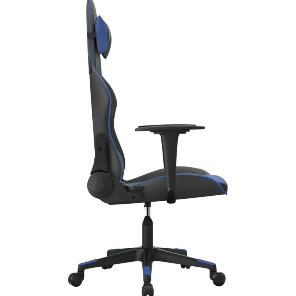 vidaXL Silla gaming cuero sintético Negro y azul New