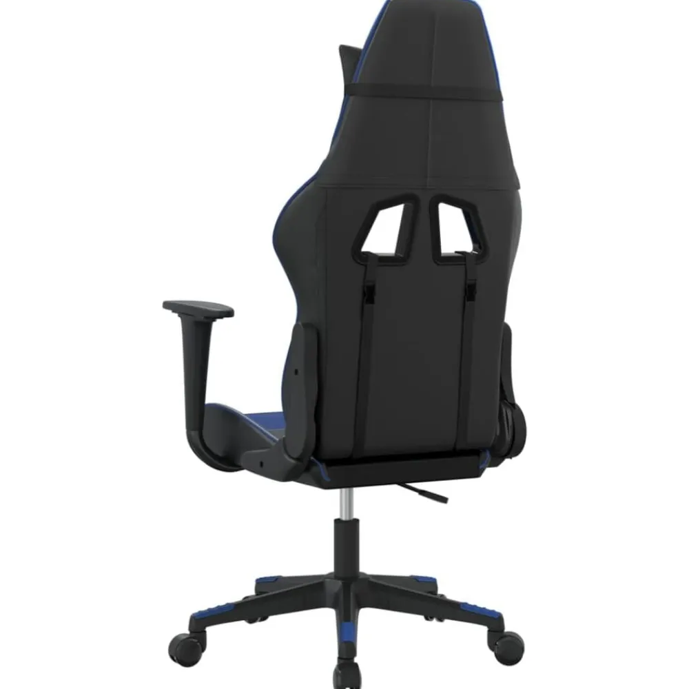 vidaXL Silla gaming cuero sintético Negro y azul New