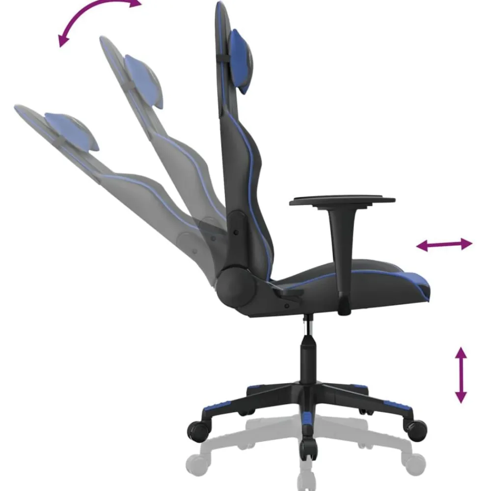 vidaXL Silla gaming cuero sintético Negro y azul New
