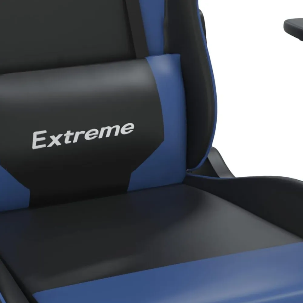 vidaXL Silla gaming cuero sintético Negro y azul New