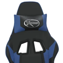 vidaXL Silla gaming cuero sintético Negro y azul New