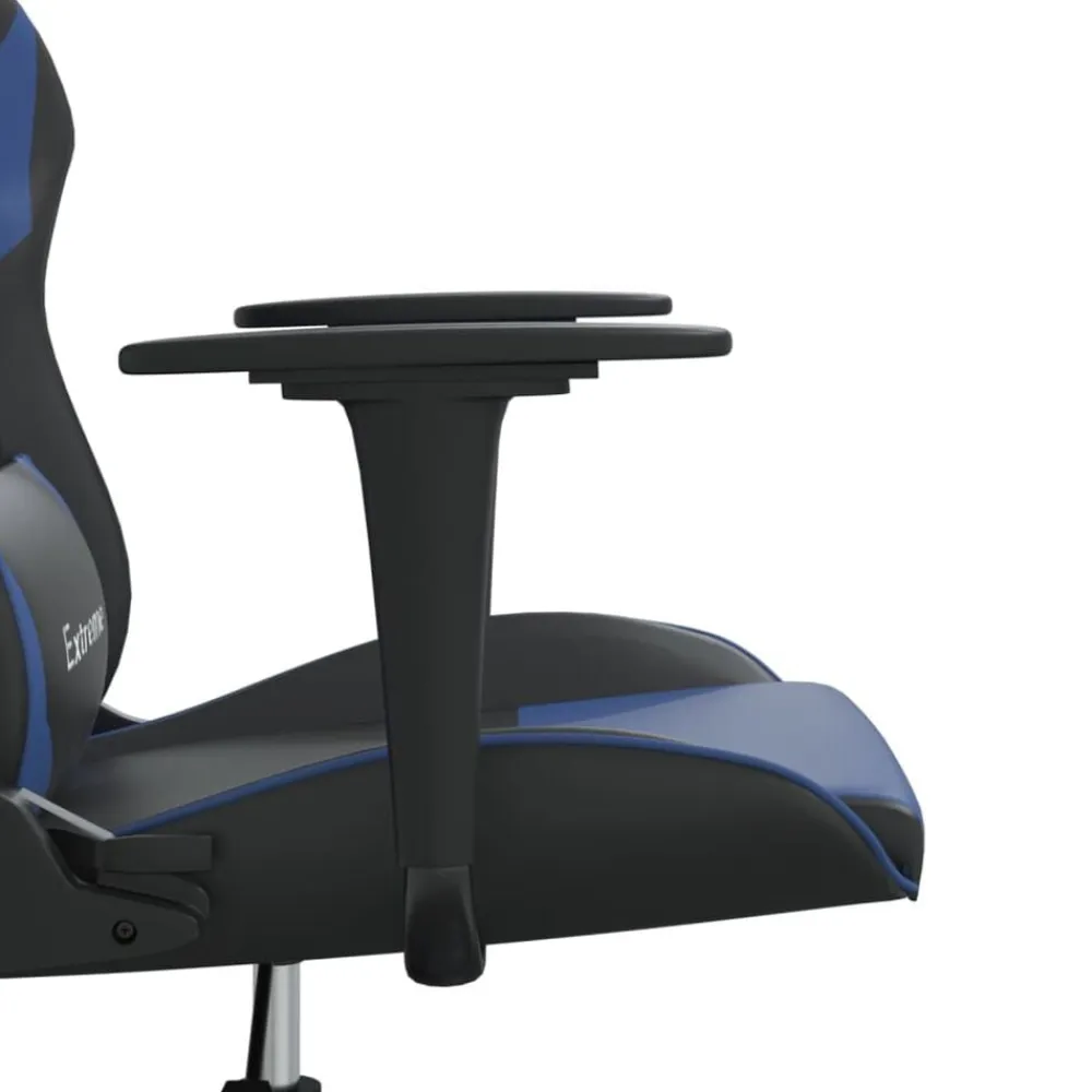 vidaXL Silla gaming cuero sintético Negro y azul New
