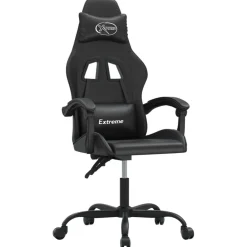 vidaXL Silla gaming cuero sintético Negro New
