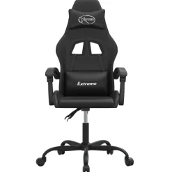 vidaXL Silla gaming cuero sintético Negro New