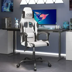 vidaXL Silla gaming cuero sintético Blanco y negro Best