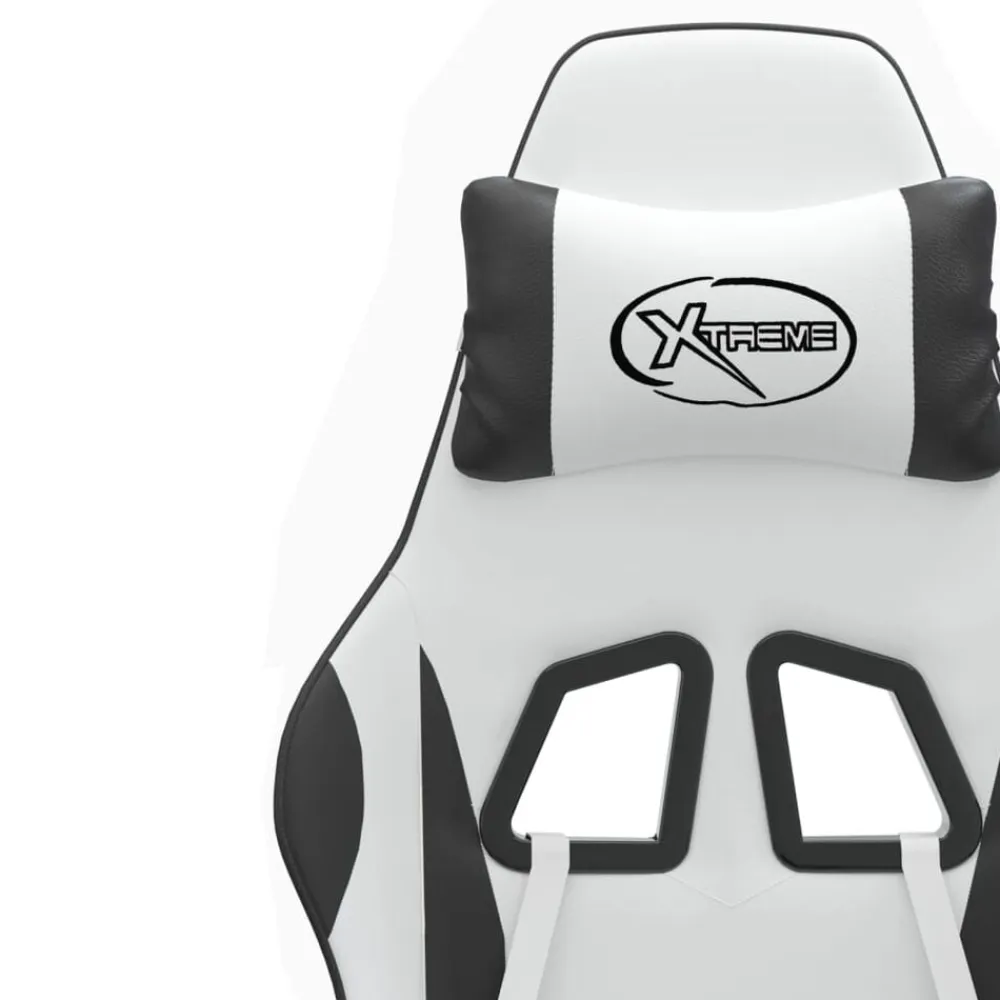 vidaXL Silla gaming cuero sintético Blanco y negro Best