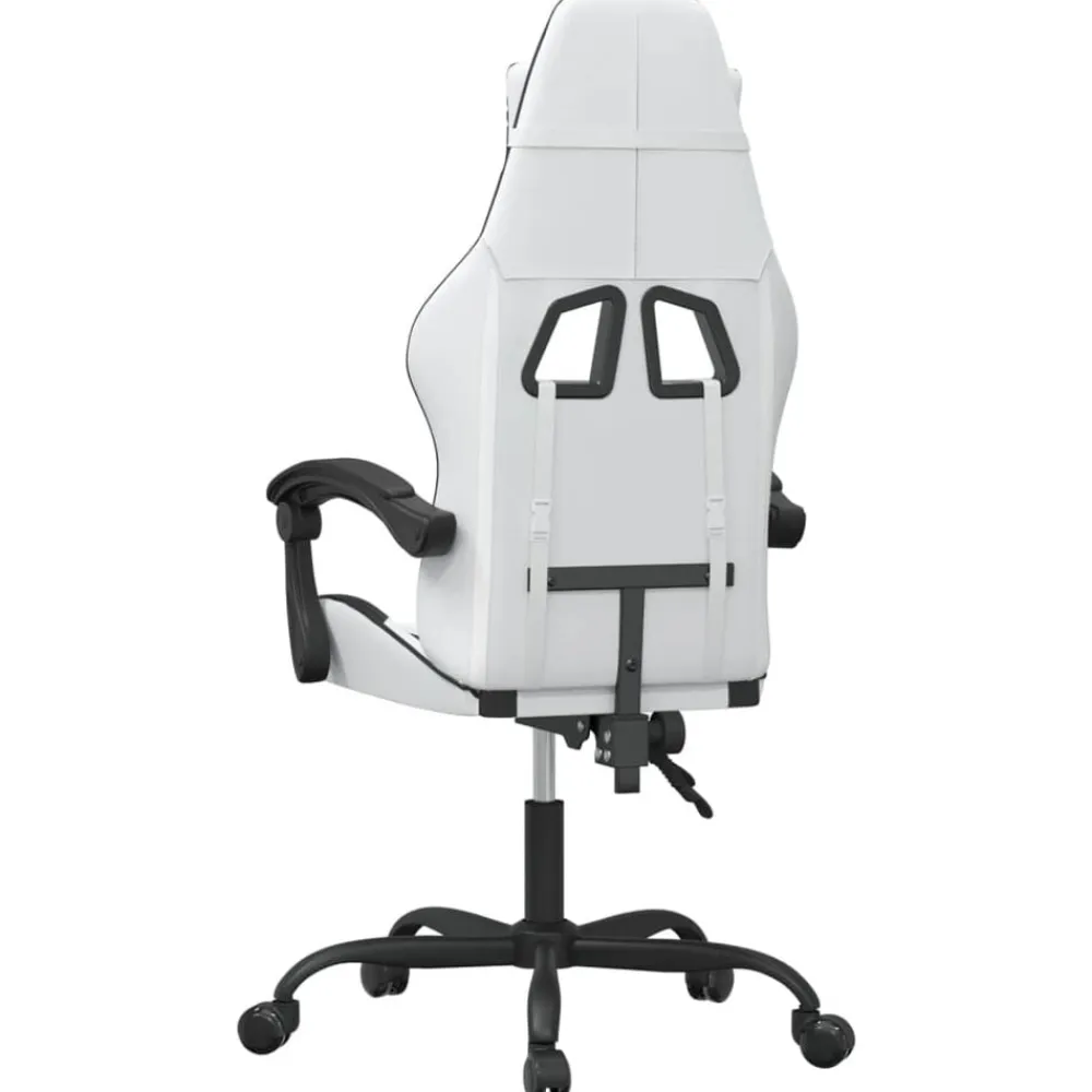 vidaXL Silla gaming cuero sintético Blanco y negro Best