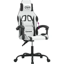 vidaXL Silla gaming cuero sintético Blanco y negro Best