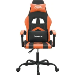vidaXL Silla gaming cuero sintético Negro y naranja Sale