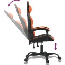vidaXL Silla gaming cuero sintético Negro y naranja Sale