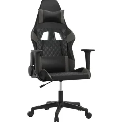 vidaXL Silla gaming cuero sintético Negro y gris Outlet