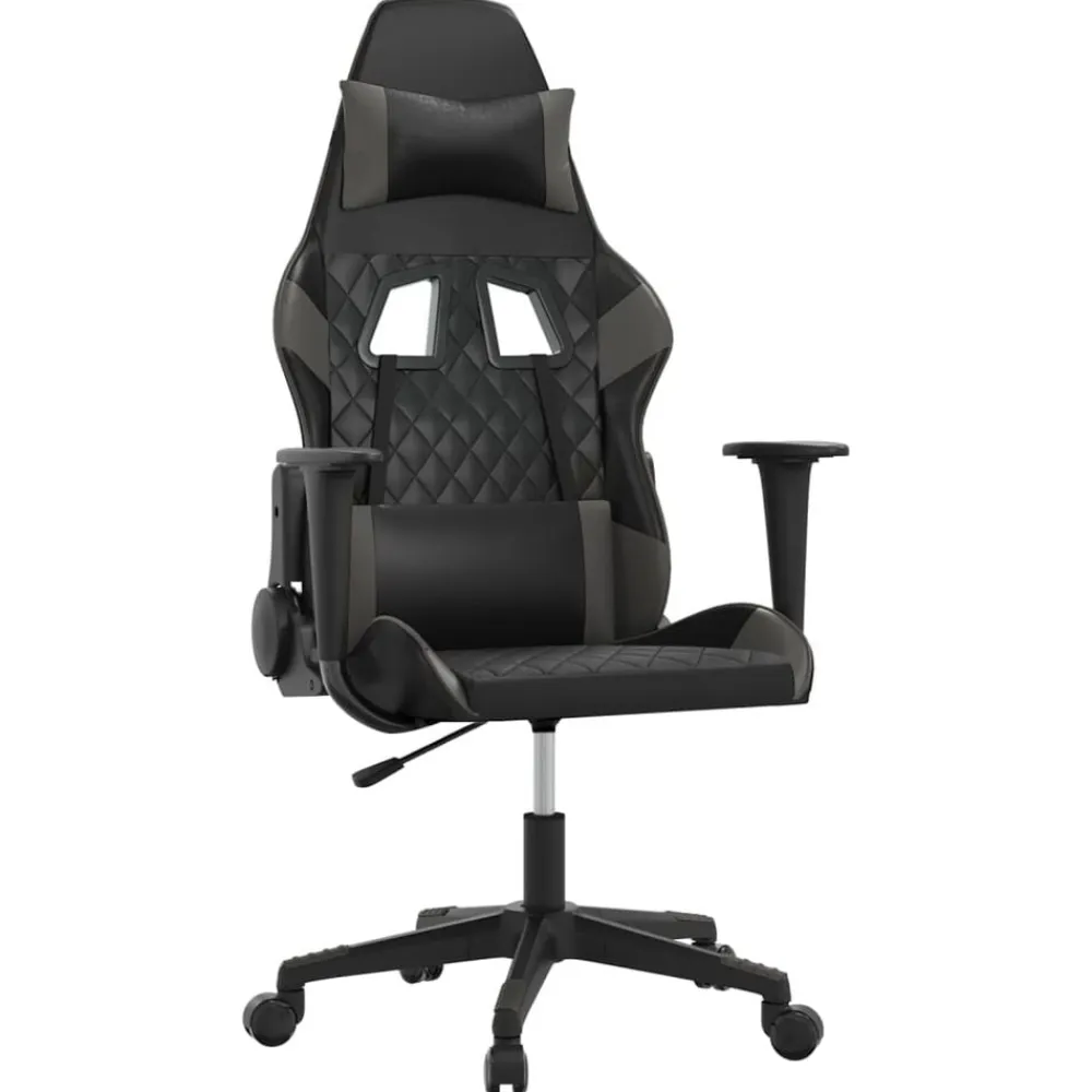 vidaXL Silla gaming cuero sintético Negro y gris Outlet
