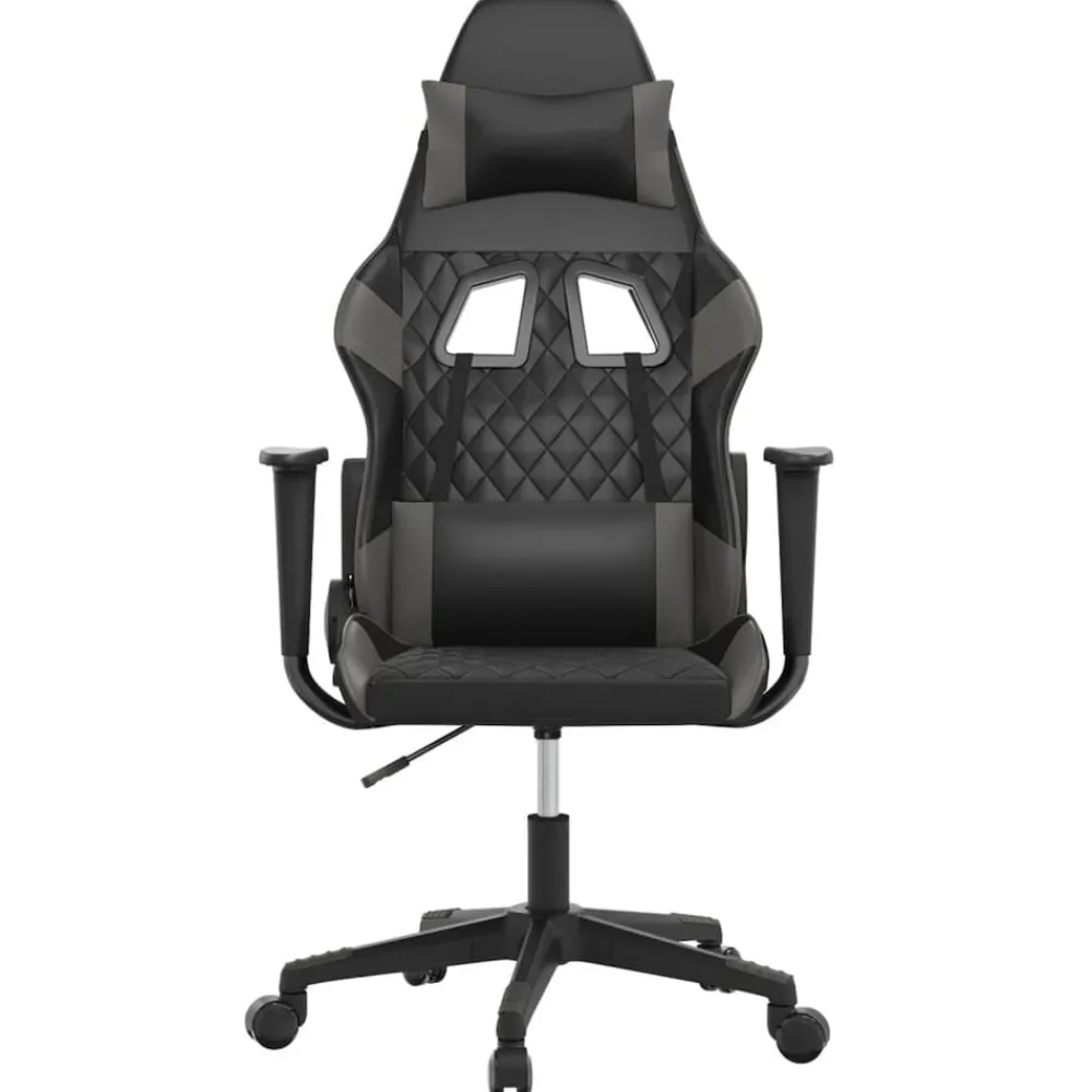 vidaXL Silla gaming cuero sintético Negro y gris Outlet