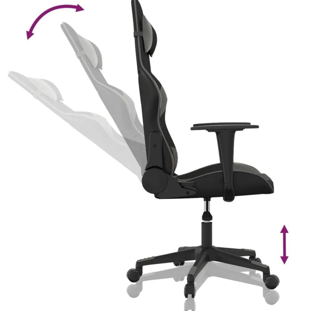 vidaXL Silla gaming cuero sintético Negro y gris Outlet