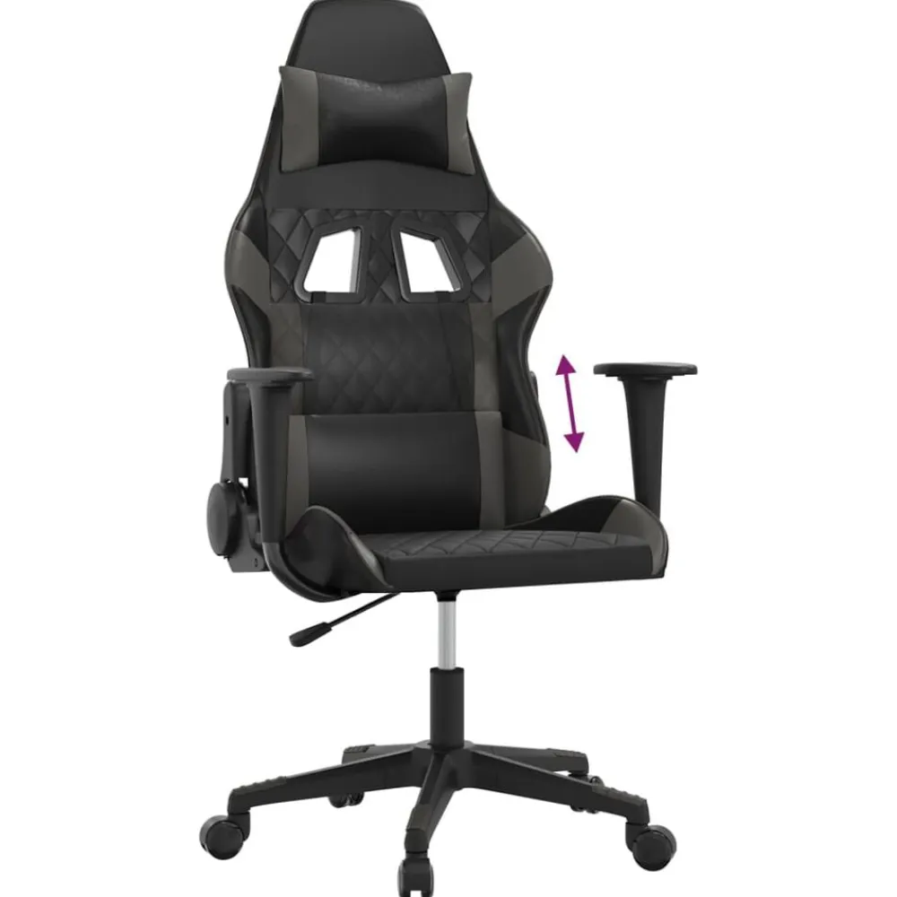 vidaXL Silla gaming cuero sintético Negro y gris Outlet