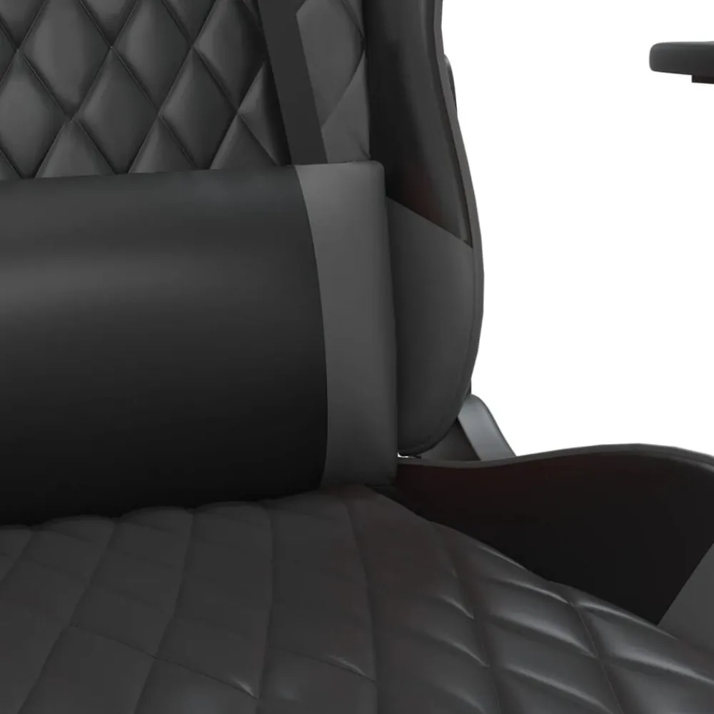 vidaXL Silla gaming cuero sintético Negro y gris Outlet
