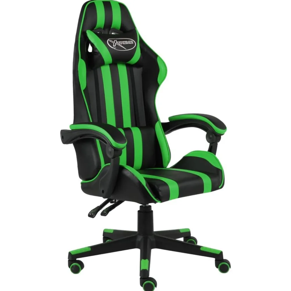 vidaXL Silla gaming de cuero sintético negro y Verde Best