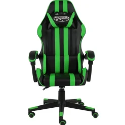vidaXL Silla gaming de cuero sintético negro y Verde Best
