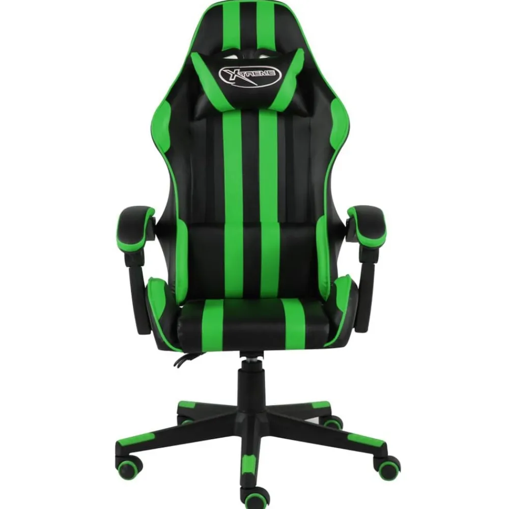 vidaXL Silla gaming de cuero sintético negro y Verde Best
