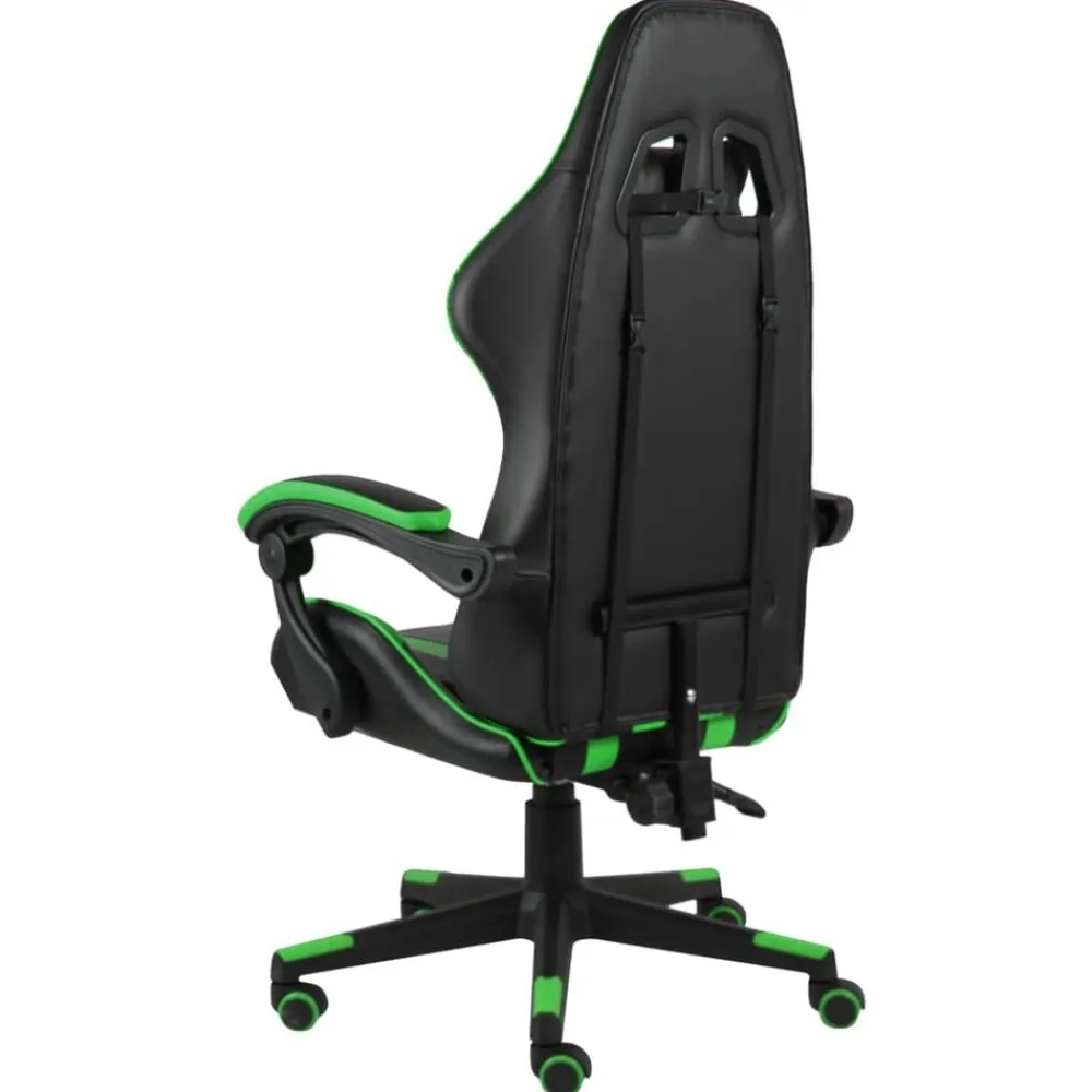vidaXL Silla gaming de cuero sintético negro y Verde Best