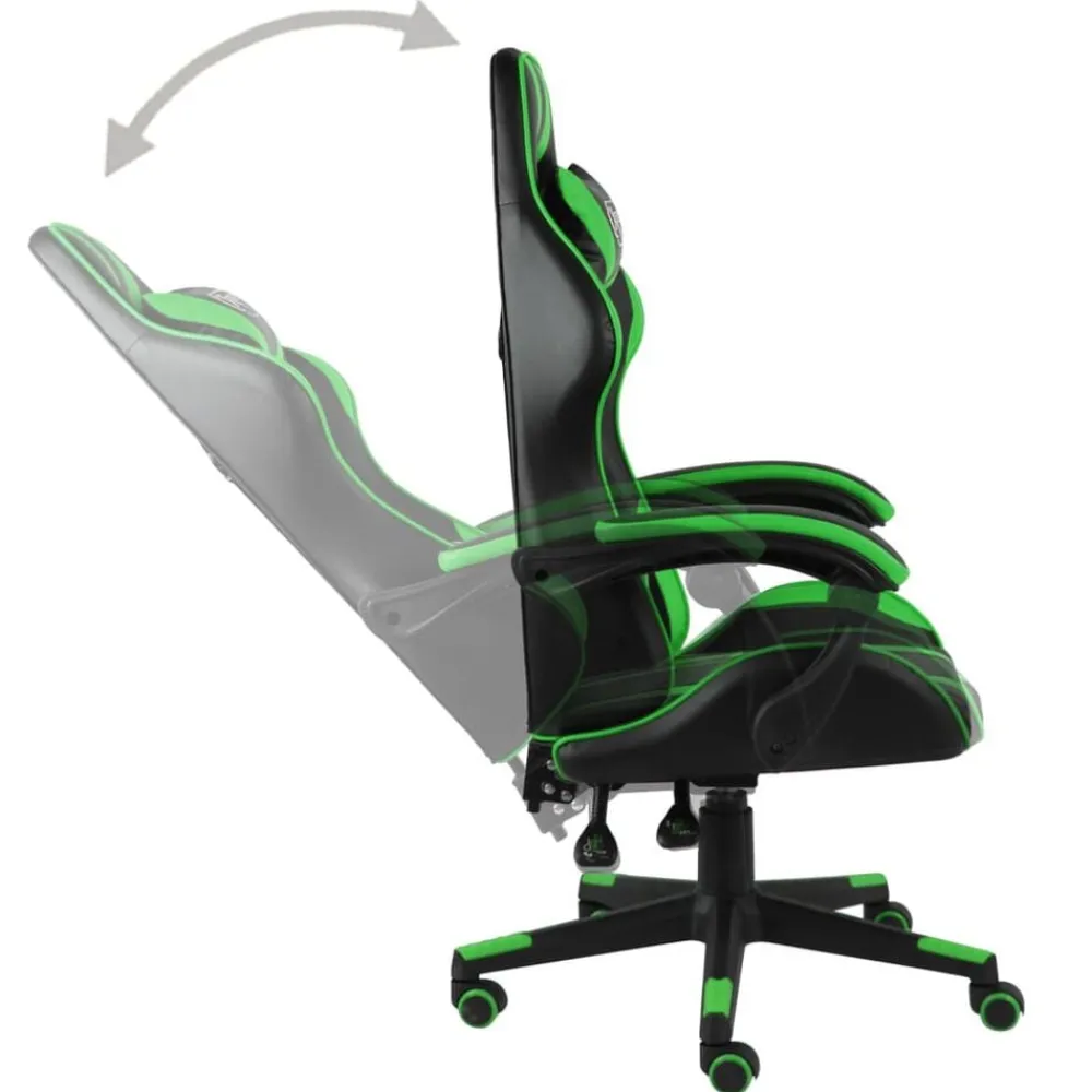 vidaXL Silla gaming de cuero sintético negro y Verde Best
